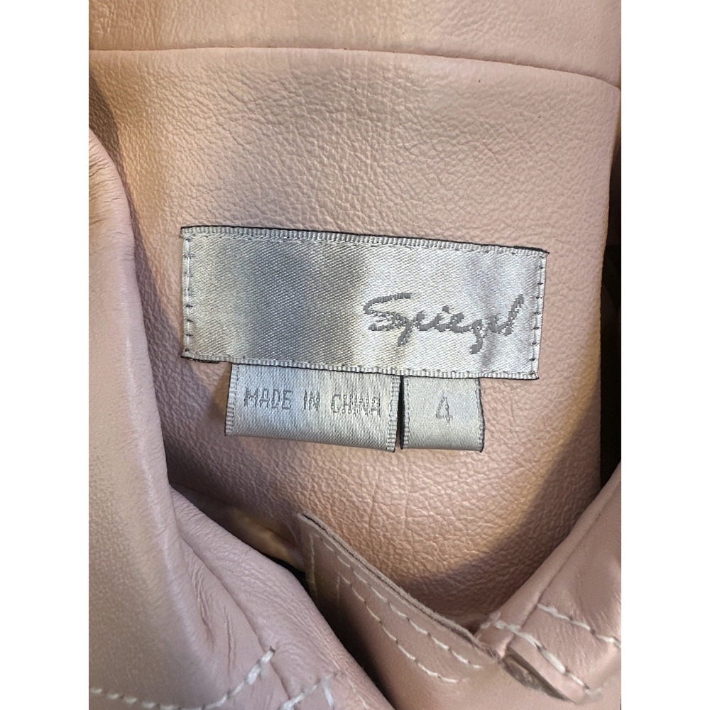 Spiegel Genuine Leather Jacket Pink Blush Puff Sleeve Y2K Cropped Women's Size 4 - Picture 13 of 16